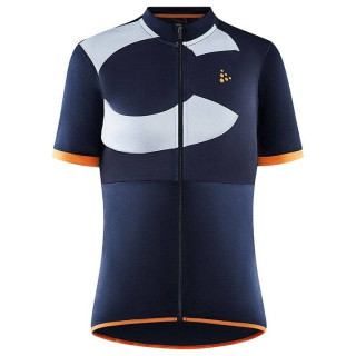 Maillot de ciclismo corto para mujer CRAFT en naranja y azul, ideal para pedalear cómodamente
