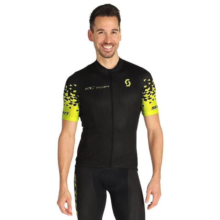 Maillot de ciclismo SCOTT RC Team 10 en amarillo y negro, ligero y fresco para tus rutas