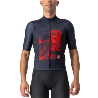 Maillot corto CASTELLI 13 Screen en rojo y azul oscuro para ciclistas que buscan comodidad y estilo