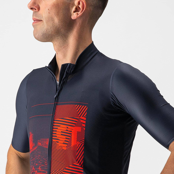Maillot corto CASTELLI 13 Screen en rojo y azul oscuro para ciclistas que buscan comodidad y estilo