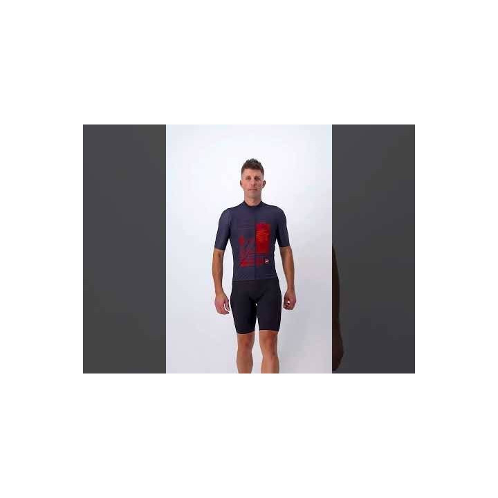 Maillot corto CASTELLI 13 Screen en rojo y azul oscuro para ciclistas que buscan comodidad y estilo