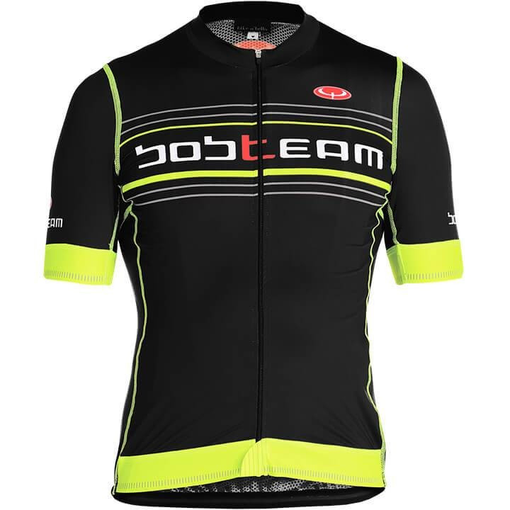 Maillot de ciclismo BOBTEAM Scatto negro y amarillo neón, comodidad y estilo para tus rutas