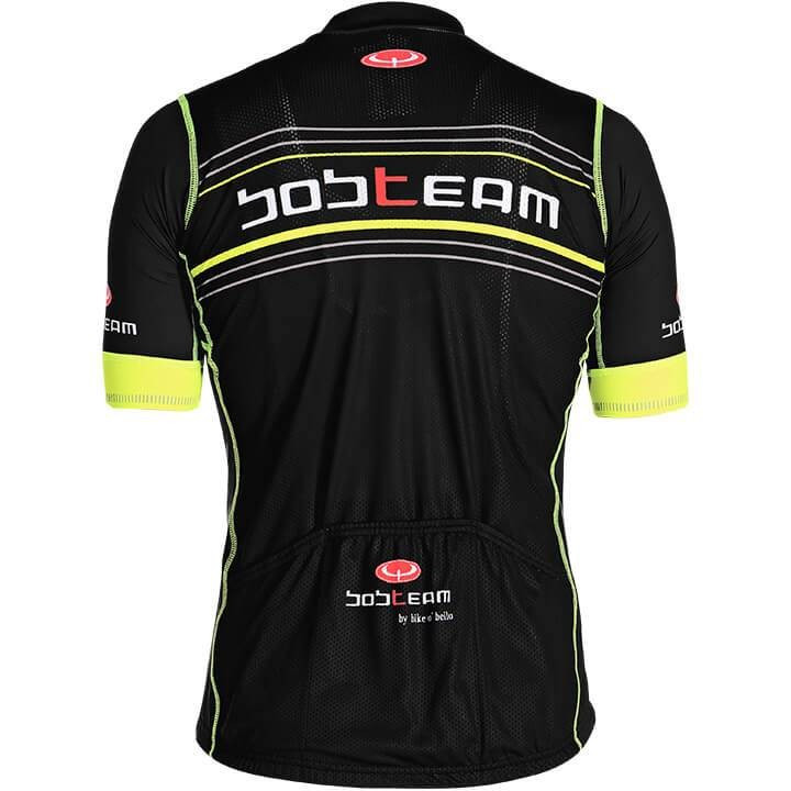 Maillot de ciclismo BOBTEAM Scatto negro y amarillo neón, comodidad y estilo para tus rutas