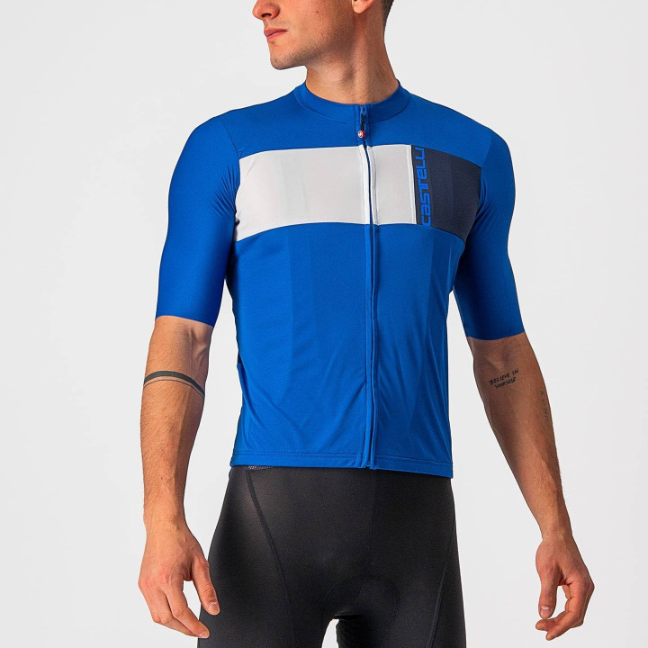 Maillot Prologo 7 en azul y blanco de CASTELLI, ideal para ciclistas exigentes