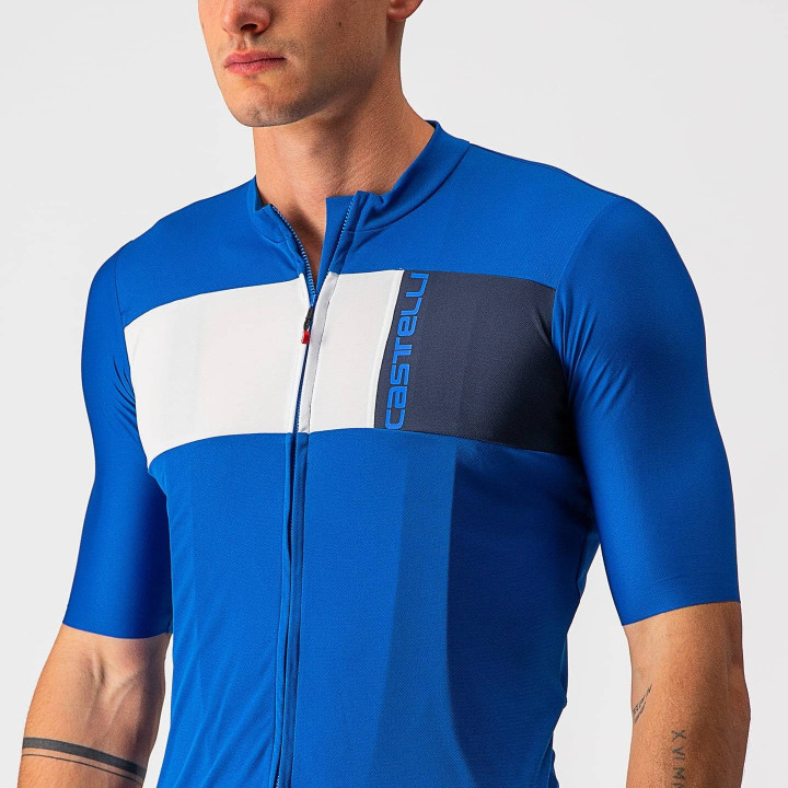 Maillot Prologo 7 en azul y blanco de CASTELLI, ideal para ciclistas exigentes