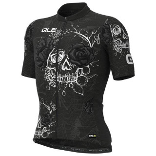 Maillot corto ALÉ Skull negro: estilo y frescura para tus rutas en bici