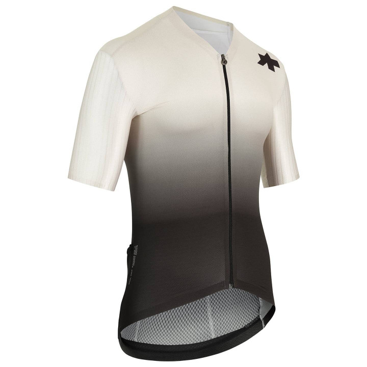 Maillot corto Assos Equipe RS S11 negro y beige para ciclistas exigentes