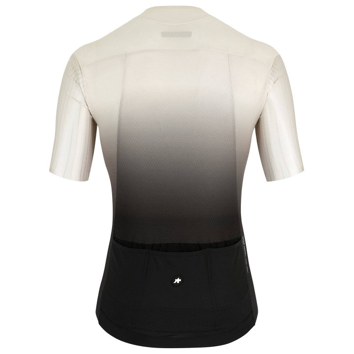 Maillot corto Assos Equipe RS S11 negro y beige para ciclistas exigentes