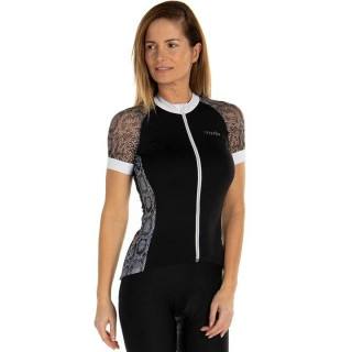 Maillot corto para mujer RH+ Elite en negro y blanco, ideal para ciclistas