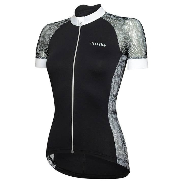 Maillot corto para mujer RH+ Elite en negro y blanco, ideal para ciclistas
