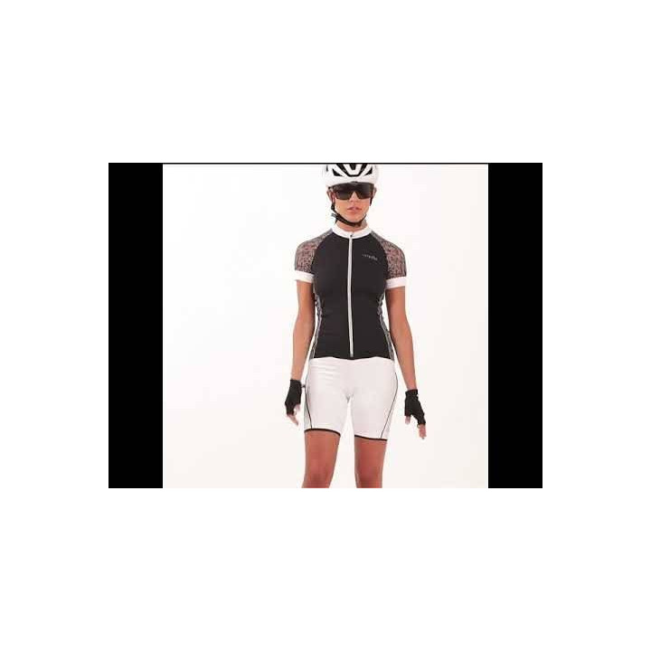 Maillot corto para mujer RH+ Elite en negro y blanco, ideal para ciclistas