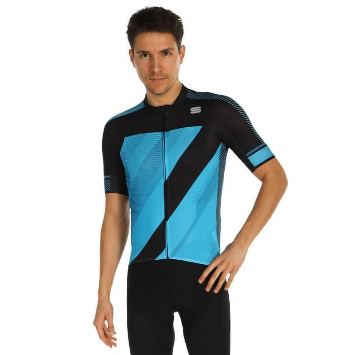 Maillot Bodyfit Pro X azul y negro de Sportful para ciclistas que buscan comodidad y estilo