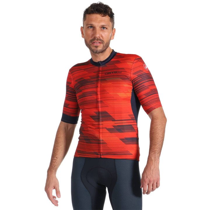 Maillot corto CASTELLI Rapido 2 rojo y azul, perfecto para tus rutas en bici