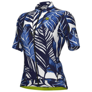 Maillot de ciclismo corto para mujer ALÉ Leaf azul, comodidad y estilo en cada ruta