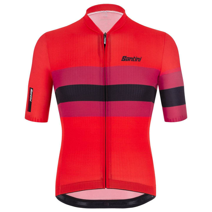 Maillot corto SANTINI Sleek Bengal rojo: estilo y comodidad para ciclistas