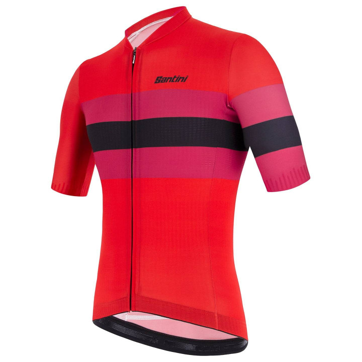 Maillot corto SANTINI Sleek Bengal rojo: estilo y comodidad para ciclistas