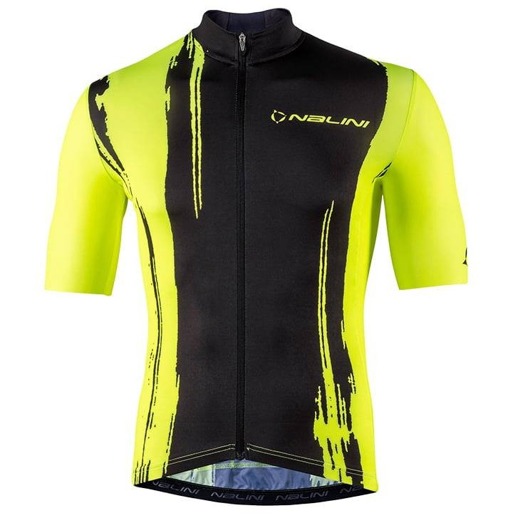 Maillot corto NALINI Seoul 1988 en negro y amarillo neón, ideal para ciclistas