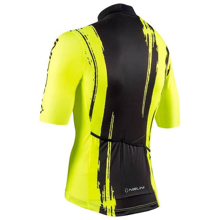 Maillot corto NALINI Seoul 1988 en negro y amarillo neón, ideal para ciclistas