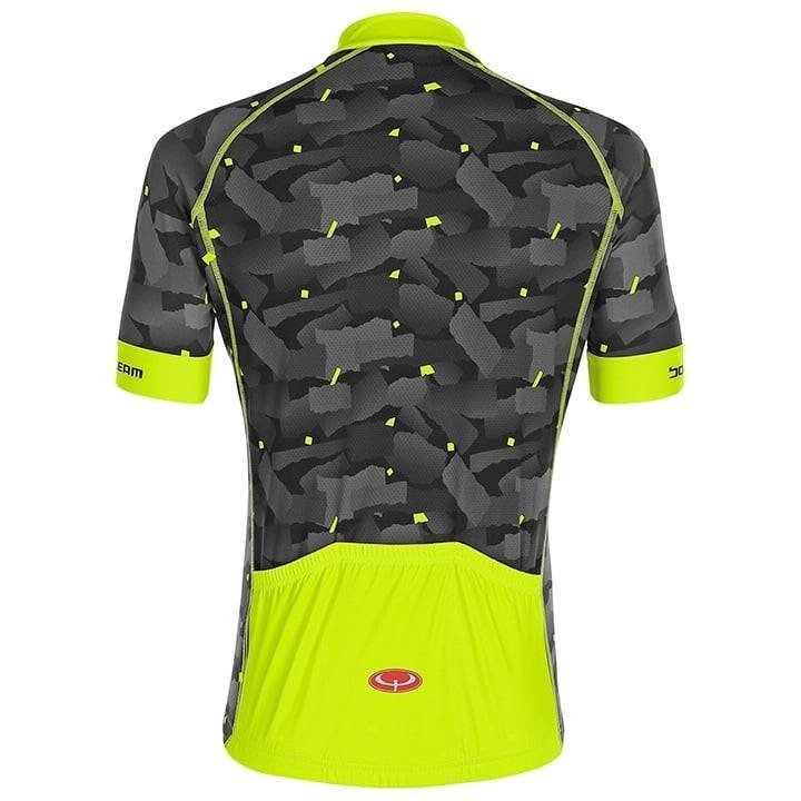 Maillot corto BOBTEAM Flash Camo gris y amarillo neón para ciclistas que buscan estilo y comodidad