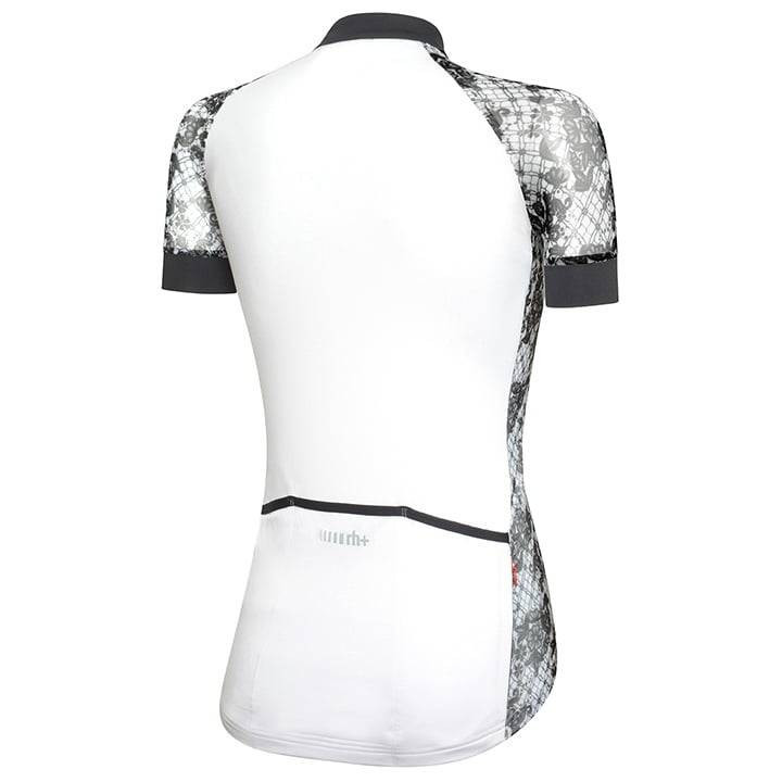 Maillot corto para mujer RH+ Elite en negro y blanco, comodidad y estilo para ciclistas