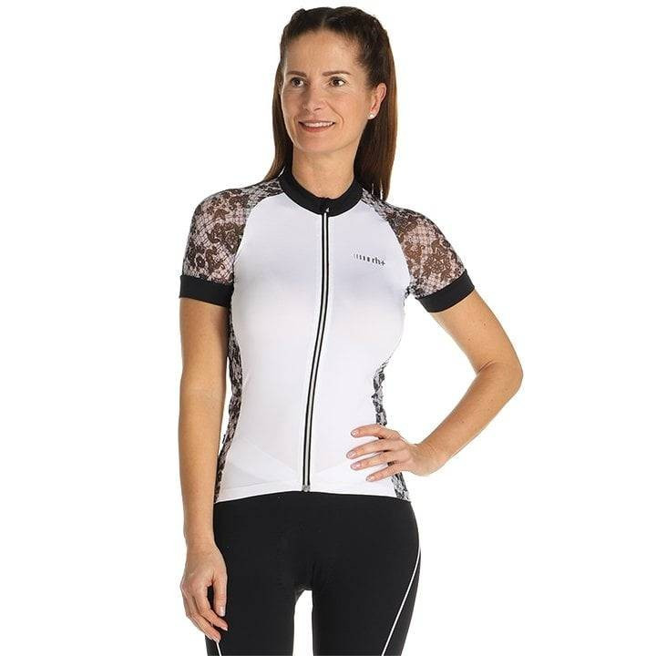 Maillot corto para mujer RH+ Elite en negro y blanco, comodidad y estilo en cada pedalada