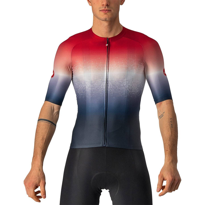 Maillot Aero Race 6.0 rojo-azul de CASTELLI, comodidad y frescura para tus rutas en bici