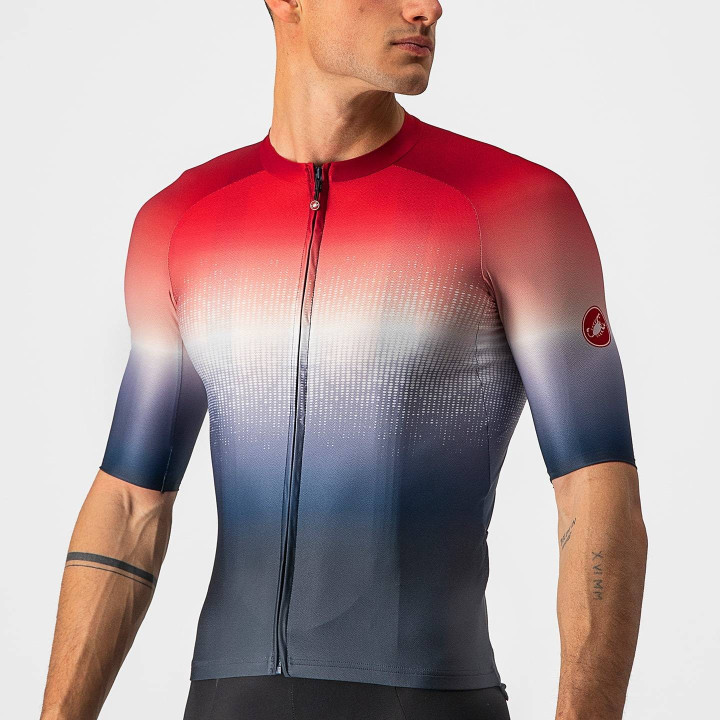Maillot Aero Race 6.0 rojo-azul de CASTELLI, comodidad y frescura para tus rutas en bici