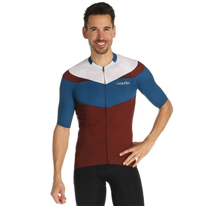 Maillot corto Team rojo, azul y blanco de RH+ para ciclistas cómodos y frescos