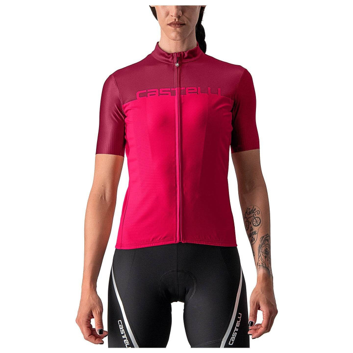 Maillot de ciclismo corto burdeos para mujer Velocissima de Castelli, comodidad y estilo en cada pedalada