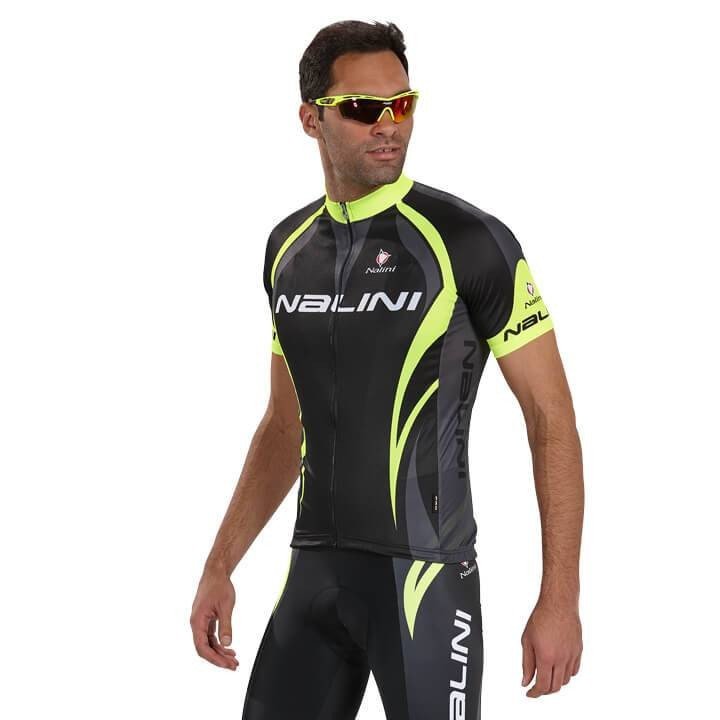 Maillot NALINI Predazzo negro y amarillo neón para ciclismo cómodo y fresco