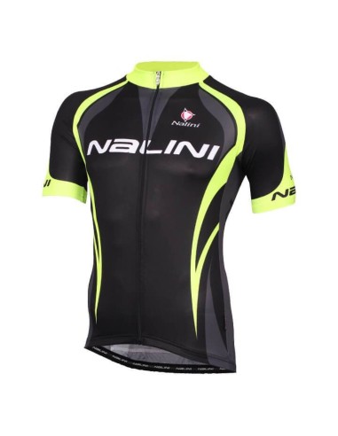 Maillot NALINI Predazzo negro y amarillo neón para ciclismo cómodo y fresco