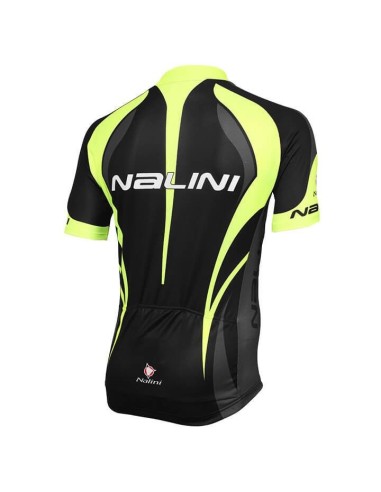 Maillot NALINI Predazzo negro y amarillo neón para ciclismo cómodo y fresco