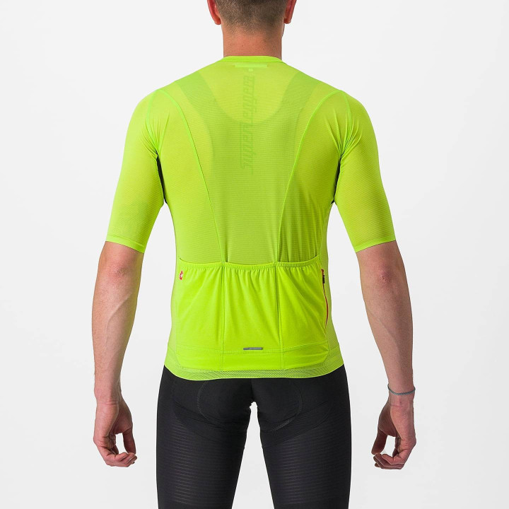 Maillot corto verde neón CASTELLI: ligereza y frescura para tus rutas en bici