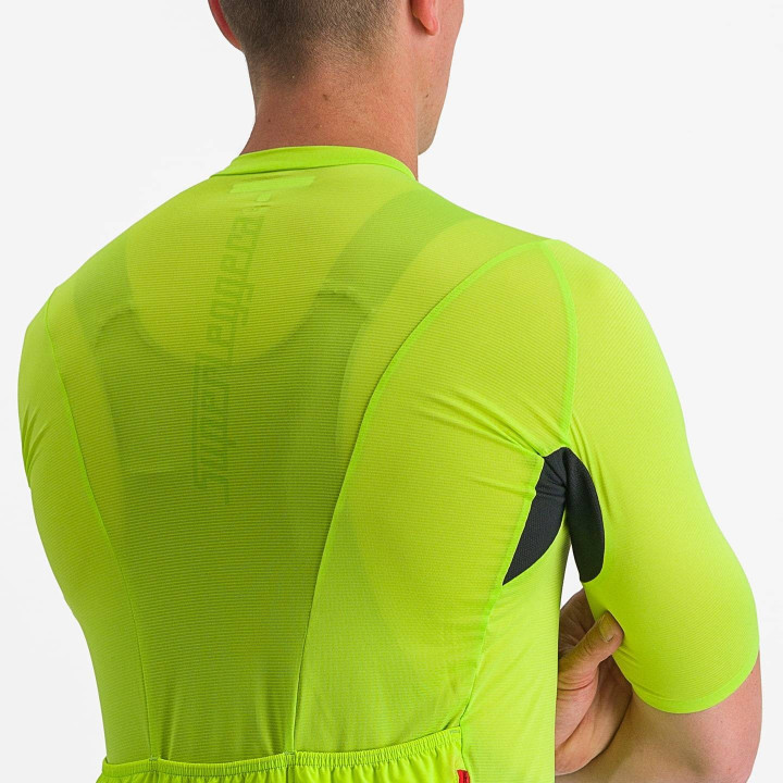 Maillot corto verde neón CASTELLI: ligereza y frescura para tus rutas en bici