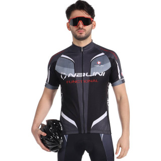 Maillot de ciclismo NALINI Gruppetto en negro y gris, ideal para mantenerte fresco y cómodo