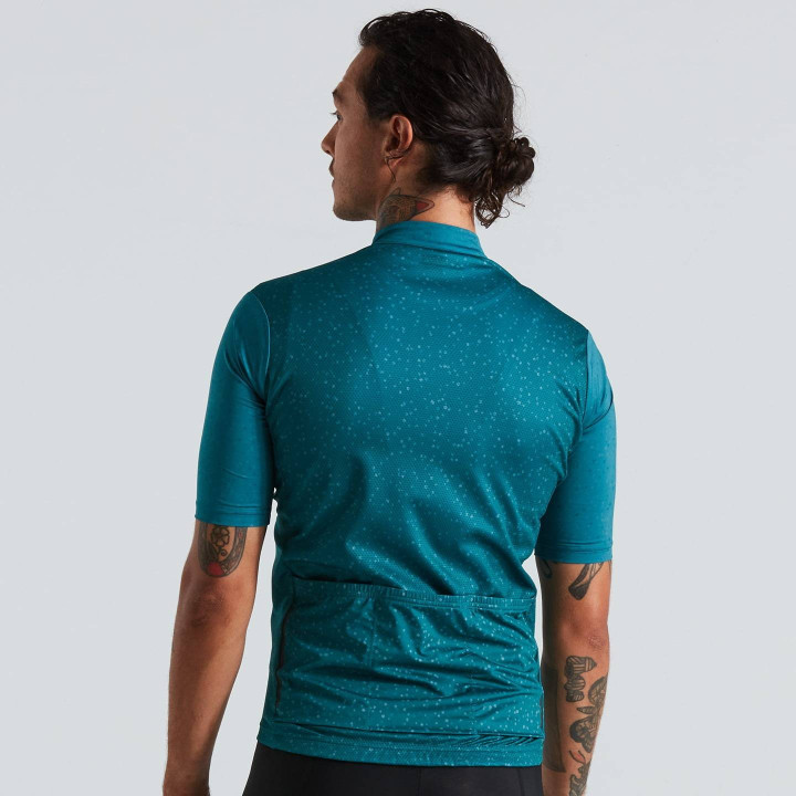 Maillot corto azul RBX de SPECIALIZED, ideal para ciclistas cómodos y frescos