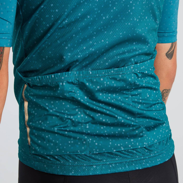 Maillot corto azul RBX de SPECIALIZED, ideal para ciclistas cómodos y frescos