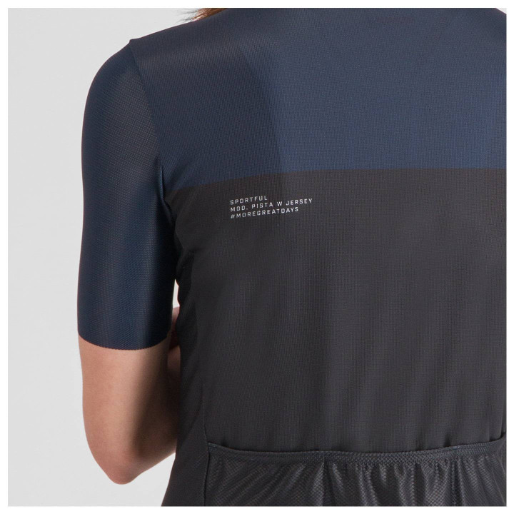 Maillot de ciclismo corto para mujer SPORTFUL Pista en negro y azul, ideal para cualquier ruta