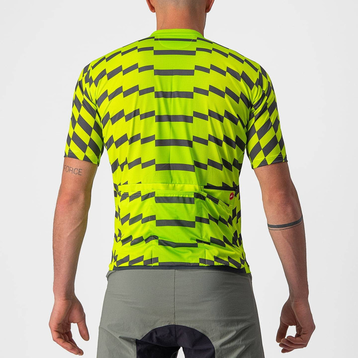 Maillot corto CASTELLI Unlimited Sterrato en verde neón y gris para ciclistas con estilo