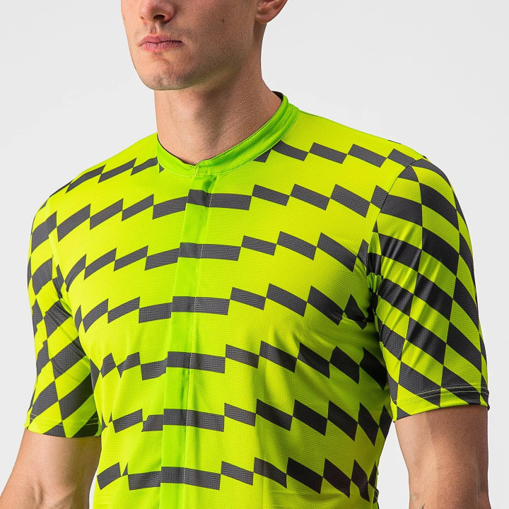 Maillot corto CASTELLI Unlimited Sterrato en verde neón y gris para ciclistas con estilo