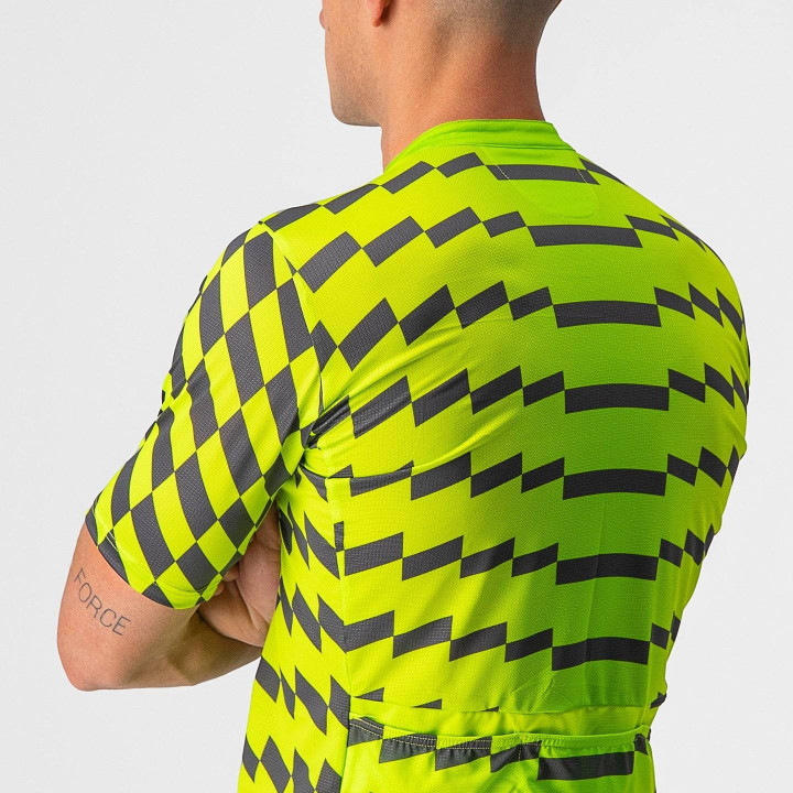 Maillot corto CASTELLI Unlimited Sterrato en verde neón y gris para ciclistas con estilo
