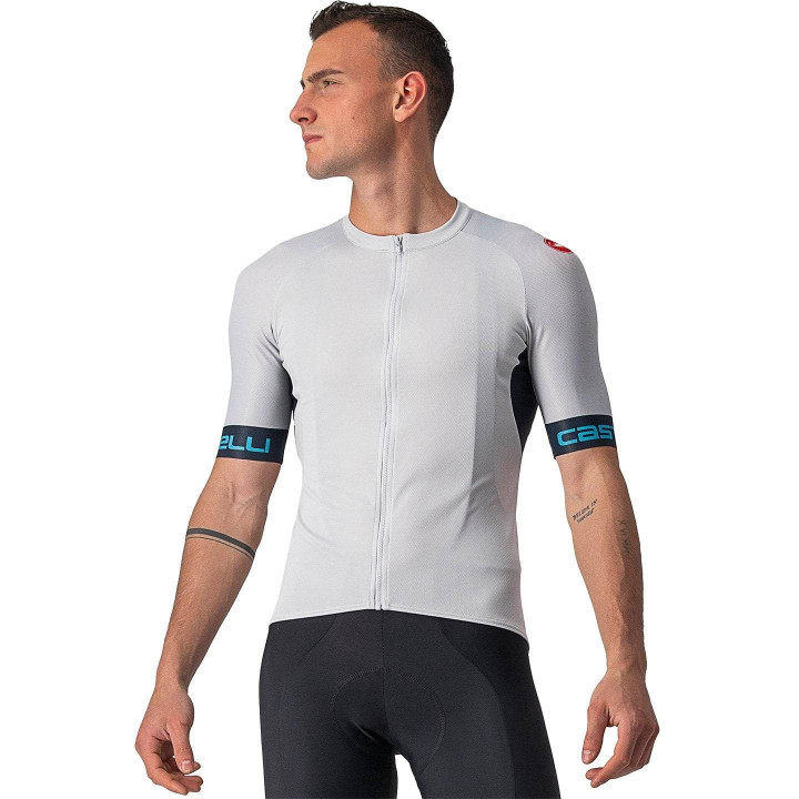 Maillot Entrata VI plateado de CASTELLI para ciclistas que buscan comodidad y estilo