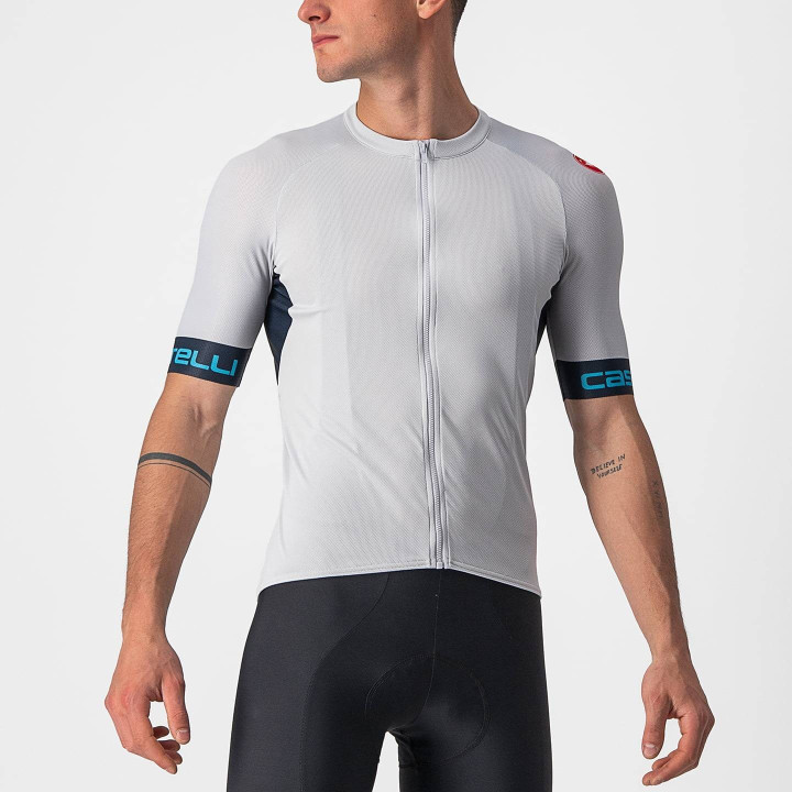 Maillot Entrata VI plateado de CASTELLI para ciclistas que buscan comodidad y estilo