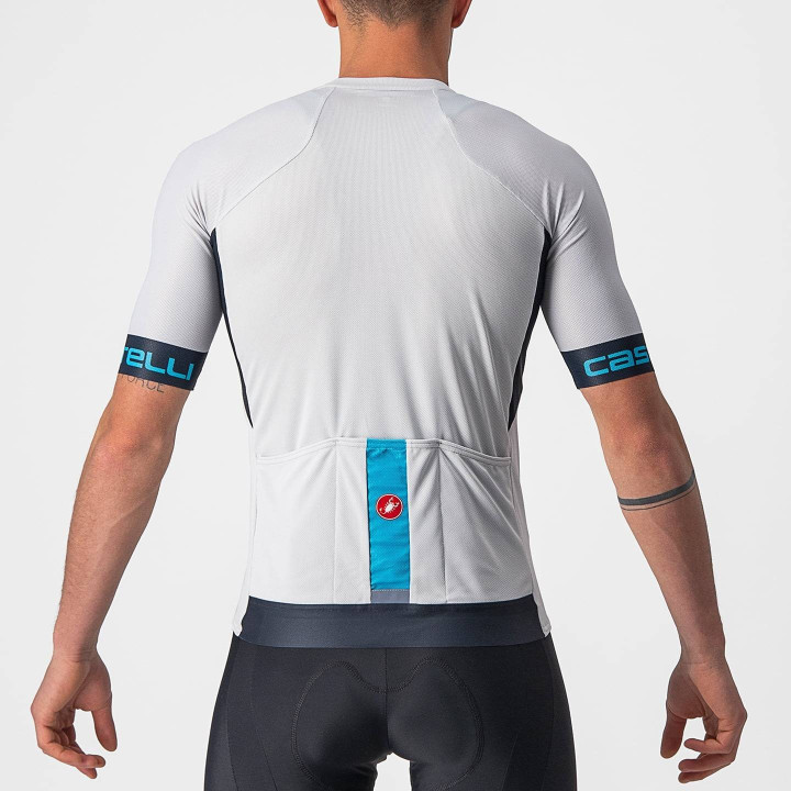 Maillot Entrata VI plateado de CASTELLI para ciclistas que buscan comodidad y estilo