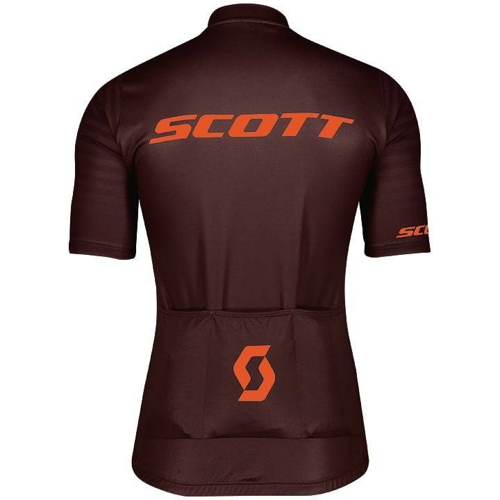 Maillot SCOTT RC Team 10 naranja y marrón: comodidad y frescura para tus rutas en bici