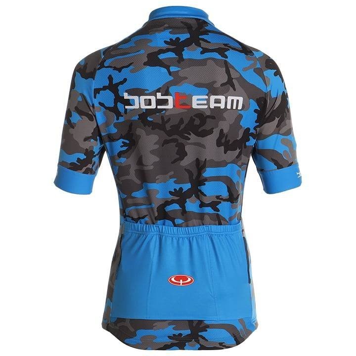 Maillot corto mujer Amo Camo en azul, negro y gris de BOBTEAM para ciclistas con estilo