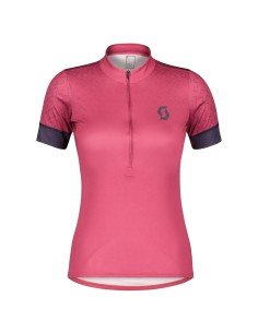 Maillot corto mujer SCOTT Endurance 20 en lila y fucsia, ideal para ciclistas