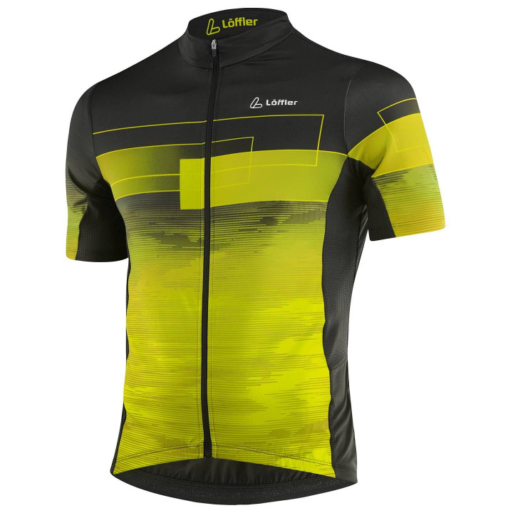 Maillot corto LÖFFLER en amarillo y negro: comodidad y estilo para tus rutas en bici