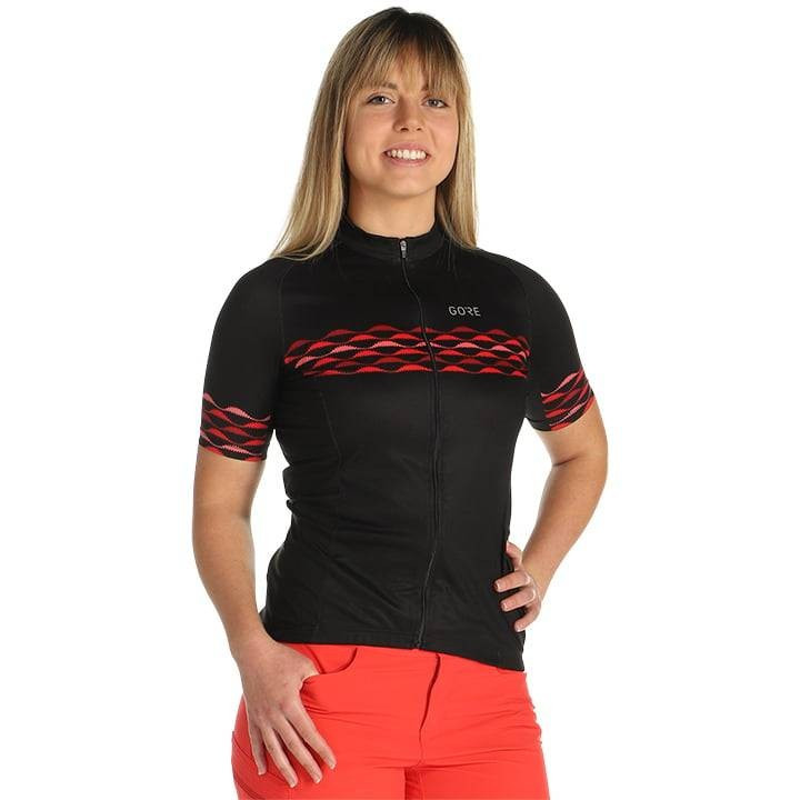Maillot corto mujer Skyline fucsia y negro para ciclismo cómodo y estiloso