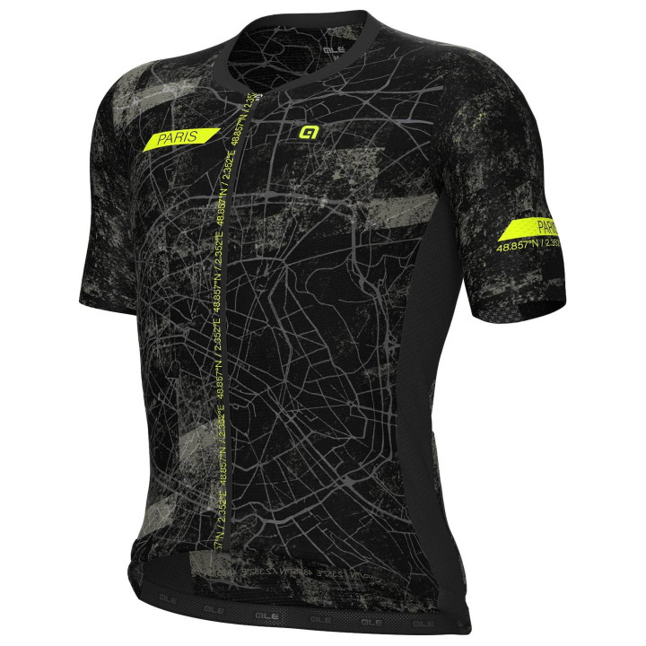 Maillot corto negro Town Paris de ALÉ: estilo y frescura para ciclistas urbanos